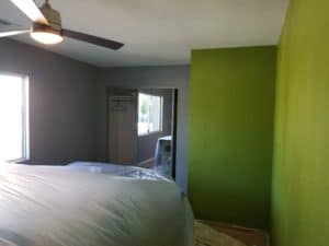 Painted green accent wall